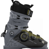 K2 Mindbender 110 BOA ski boots feature a white and orange color scheme with visible BOA dial.