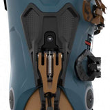 K2 Mindbender 120 MV ski boot, 2023 model, features a black and blue design with silver accents.