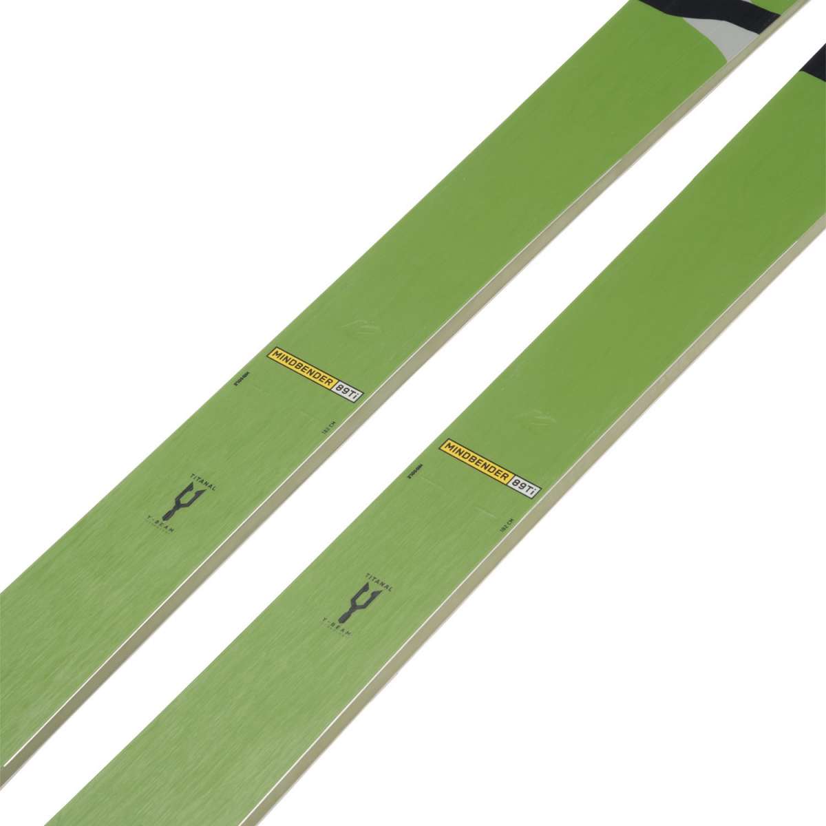 K2 Mindbender 89Ti skis 2024 feature a red and white design on a gray base.