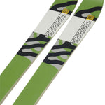 K2 Mindbender 89Ti skis feature a distinctive green and white design.