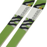 K2 Mindbender 89Ti skis feature a distinctive green and white design.