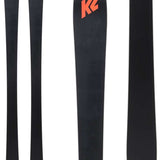 K2 Mindbender 90C 2024 skis feature a black finish and distinctive red graphics.