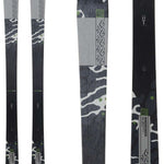 K2 Mindbender 99Ti 2024 skis feature a distinctive graphic design and white branding on a dark background.