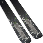 K2 Mindbender 99Ti 2024 skis feature a black and red design with a distinctive graphic pattern.