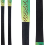 K2 Mindbender 99Ti skis feature a vibrant green and black design.