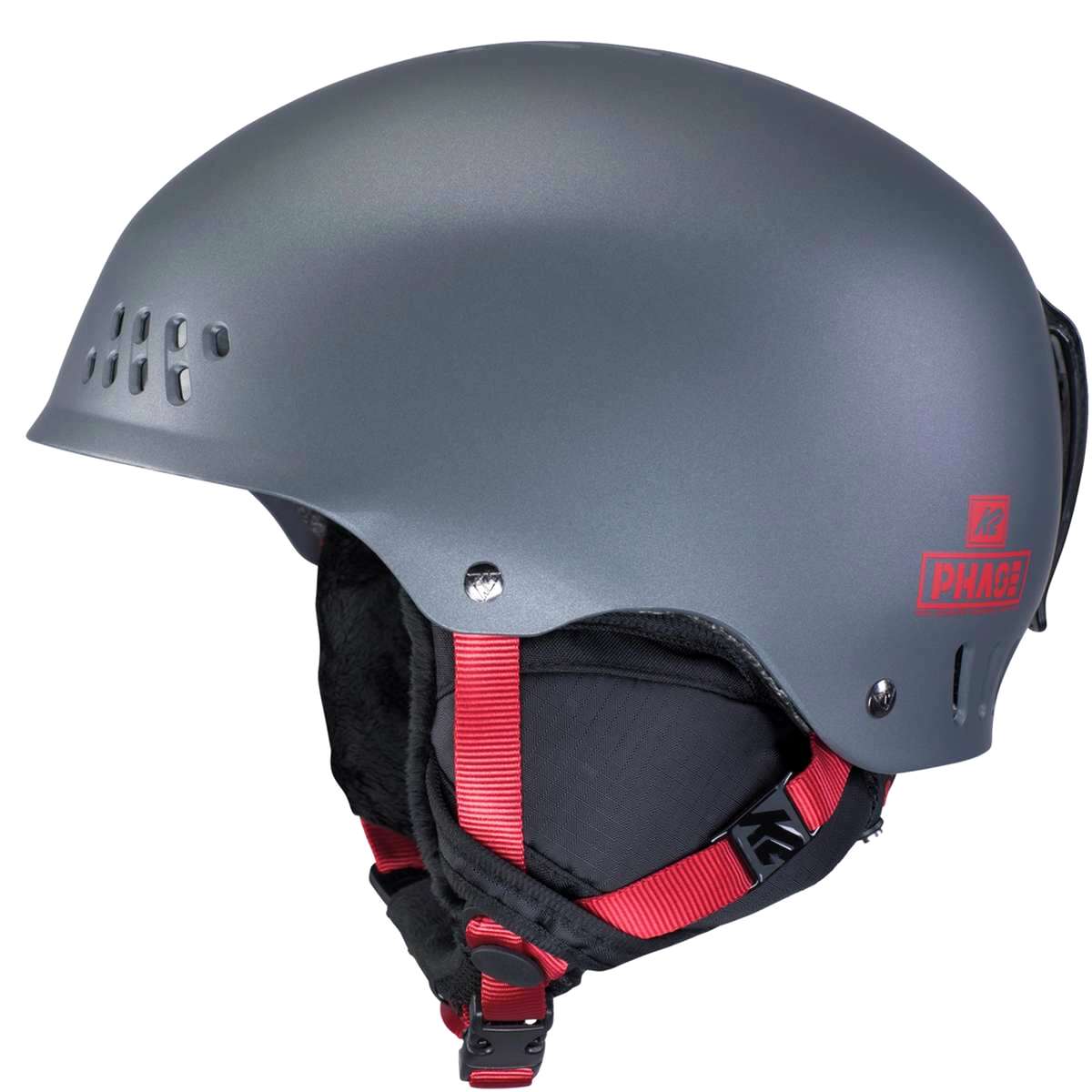 K2 Phase Pro helmet, matte black with red accents and ventilation holes.