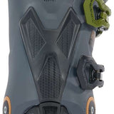 K2 Recon 120 MV ski boots feature a dark gray color with yellow accents and a distinctive design.