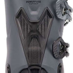 The K2 Recon 90 MV Ski Boots for 2023 are displayed against a white background. The boots feature a black and grey color scheme, with the brand name prominently visible on the side. They have a BOA closure system that allows for easy adjustment of fit, and there's also a buckle for added security. The design includes reinforced areas for durability and support, while the sole has a textured pattern for better grip on the snow.