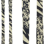 K2 Sight skis, 2024 model, feature a black and white graphic design on a white base.