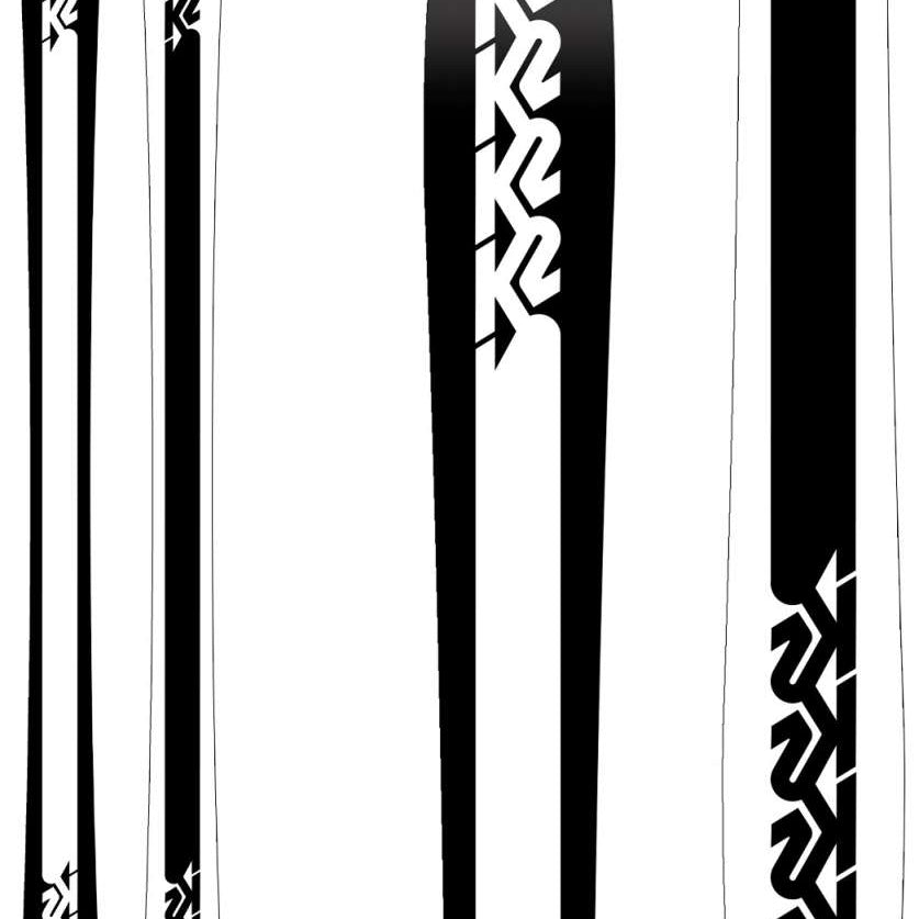 K2 Sight skis 2023 feature a black and white design with distinctive graphic patterns.