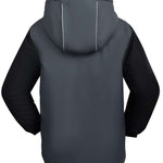 Kamik Boys Max Insulated Jacket 2024 - A dark gray jacket with a hood, featuring black sleeves and a solid color body.