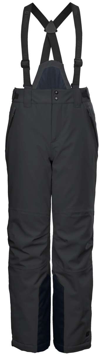 Killtec Boys Functional Bib 2022-2023 - A dark gray bib with a black zipper and adjustable straps.