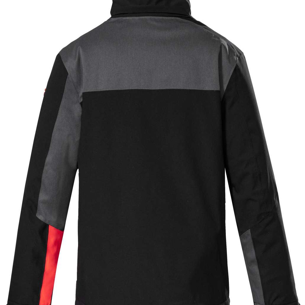 Killtec Boys KSW159 Two Color Jacket 2022-2023 - A black and grey jacket with a red stripe on the sleeve.