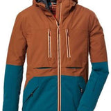 Killtec Boys KSW 127 Insulated Jacket 2024 - A brown and blue boys' jacket with a hood, featuring two zippered pockets on the front.