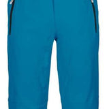 Killtec Enosh Detachable Suspender Pant 2022-2023 - A pair of blue ski pants with black detachable suspender straps and a zippered pocket on the left thigh.