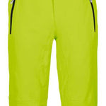 Killtec Enosh Detachable Suspender Pant 2022-2023 - A pair of lime green snow pants with black detachable suspenders and a zippered pocket on the side.