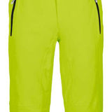 Killtec Enosh Detachable Suspender Pant 2022-2023 - A pair of lime green snow pants with black detachable suspenders and a zippered pocket on the side.