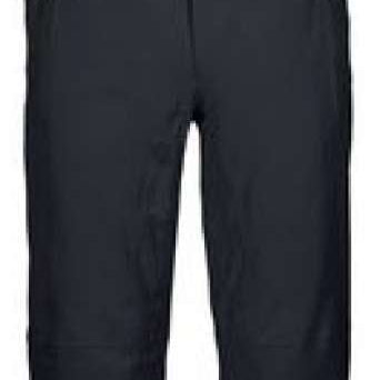 Killtec Enosh Pant With Detachable Suspenders - Black suspenders attached to black snow pants with zippered pockets and adjustable waistband.