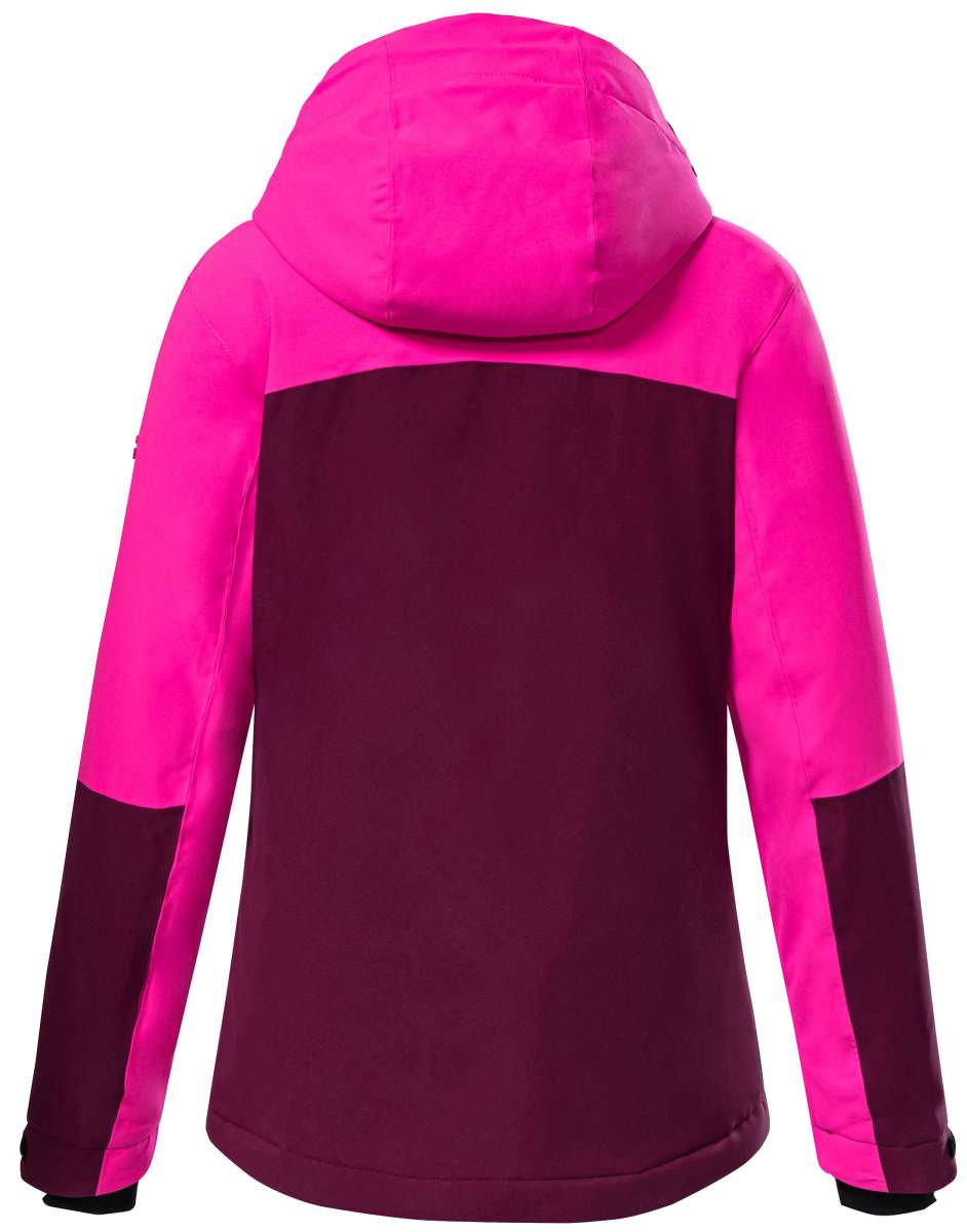Killtec Girls KSW155 Two Color Jacket 2022-2023 - A two-tone jacket with a pink top and dark purple bottom, featuring a hood.