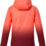 Killtec Girls KSW 183 Jacket 2024 - A coral-colored jacket with a hood, featuring a subtle pattern of small white dots on the lower portion.
