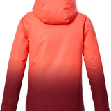 Killtec Girls KSW 183 Jacket 2024 - A coral-colored jacket with a hood, featuring a subtle pattern of small white dots on the lower portion.