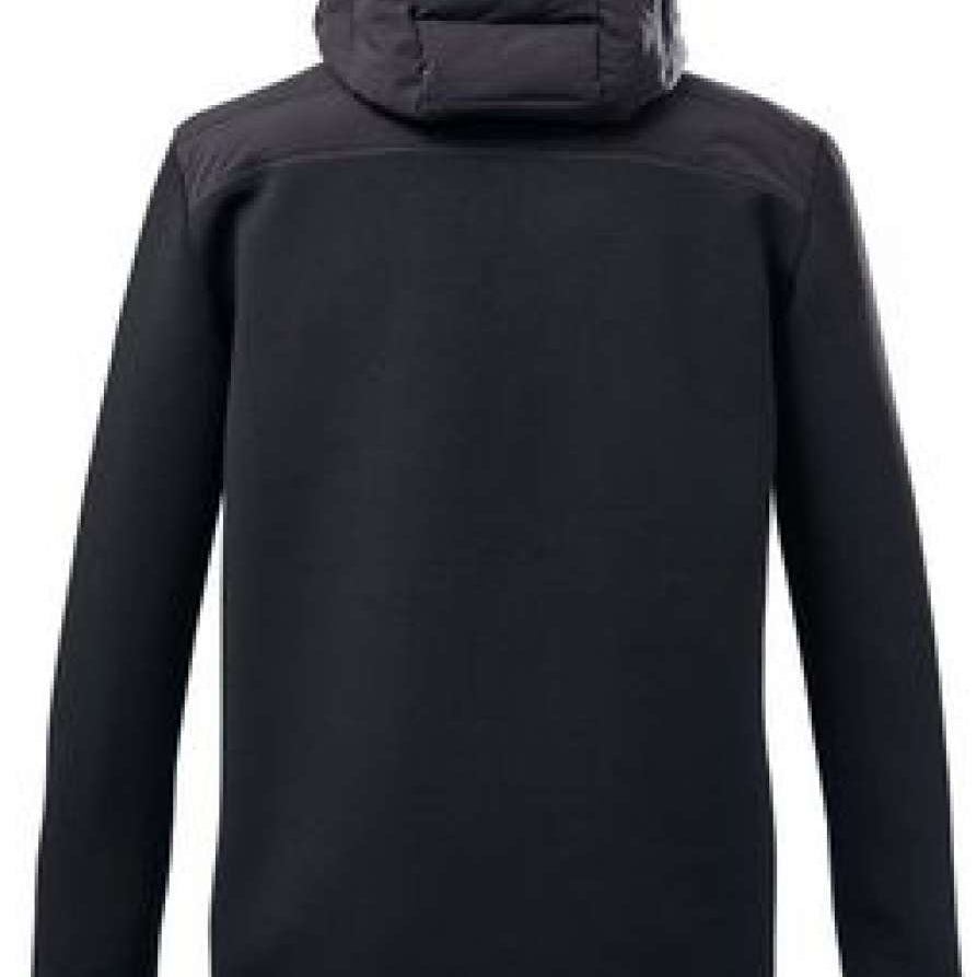 Killtec Hybrid Jacket With Hood 2022 - A black jacket with a hood, featuring a quilted pattern on the shoulders and upper back.