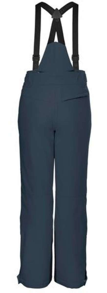 Killtec Junior's Functional Pant With Bib - Dark-colored bibbed snow pants with adjustable straps and a pocket on the side of one leg.