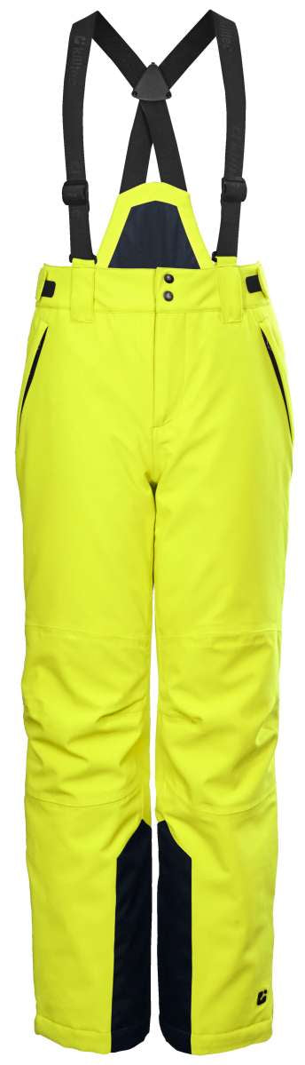 Killtec Junior's Functional Pant With Bib - Bright yellow pants with black accents and adjustable suspenders.