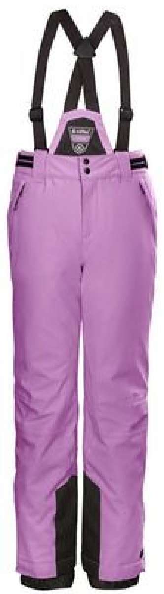 Killtec Junior's Gandara Pants With Bib - These pants feature a vibrant purple color with black accents and a subtle pattern of small, dark-colored dots on the lower legs.