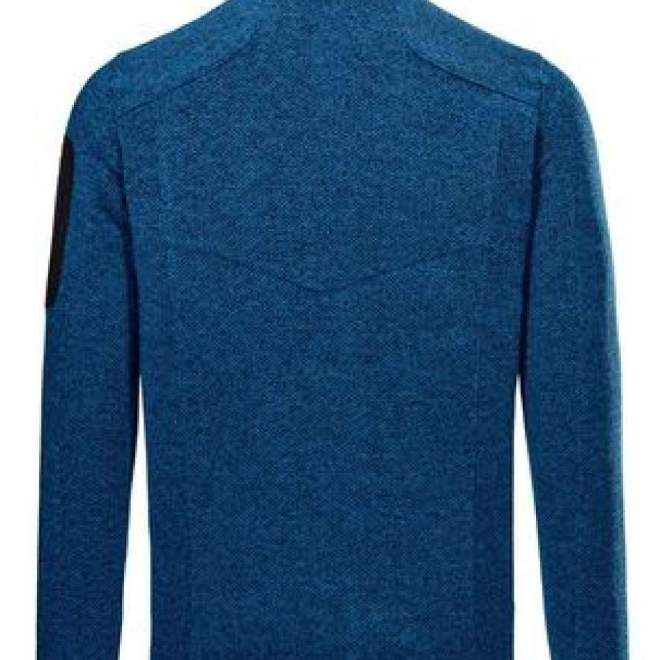 Killtec Knitfleece Fullzip Jacket 2022 - A heathered blue jacket with a high collar and zippered front, featuring a black logo on the left chest.