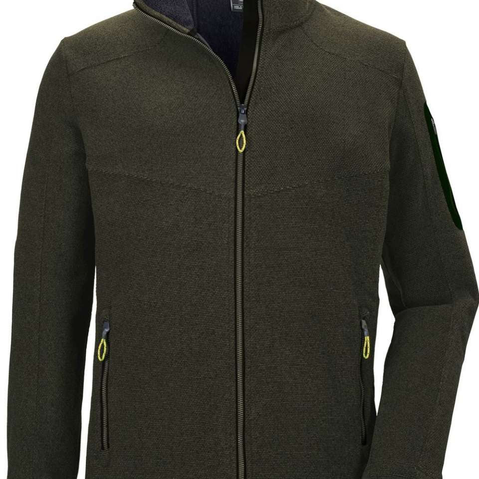 Killtec KOW28 Knitfleece Jacket - A dark green jacket with a zippered front and two zippered pockets on either side.