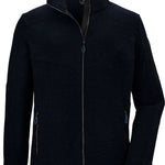 Killtec KOW28 Knitfleece Jacket 2022-2023 - A dark blue fleece jacket with a zippered front and two side pockets, featuring a hood and a black zipper.