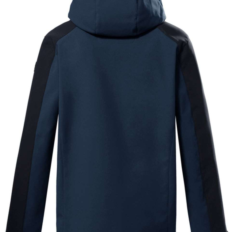 Killtec KOW59 Softshell Jacket 2022-2023 - A dark blue jacket with black shoulders and sleeves, featuring a hood.