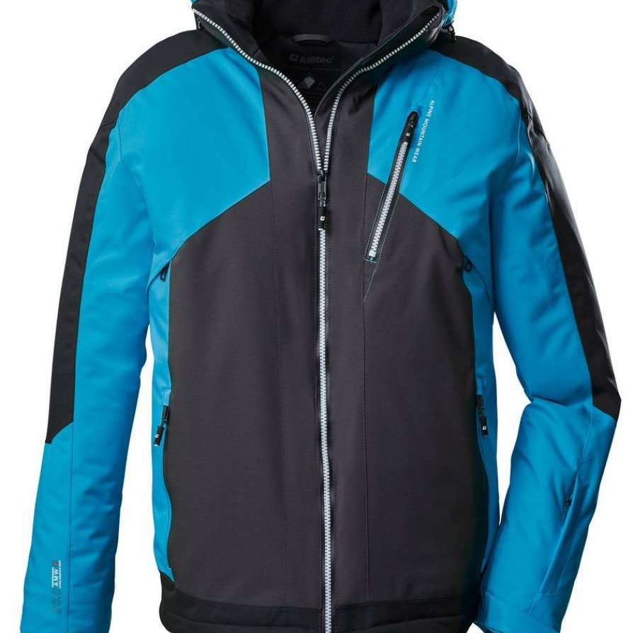 Killtec KSW117 Color Black Jacket 2022-2023 - A black jacket with a zipper down the front and two zippered pockets on either side.