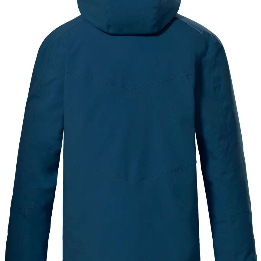 Killtec KSW 44 Insulated Jacket 2024 - A dark blue jacket with a hood, featuring black accents on the cuffs and zipper.