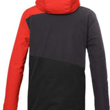 Killtec KSW 77 Insulated Jacket 2024 - A black jacket with a red zipper and two zippered pockets on the front, featuring a hood and a black drawstring at the waist.