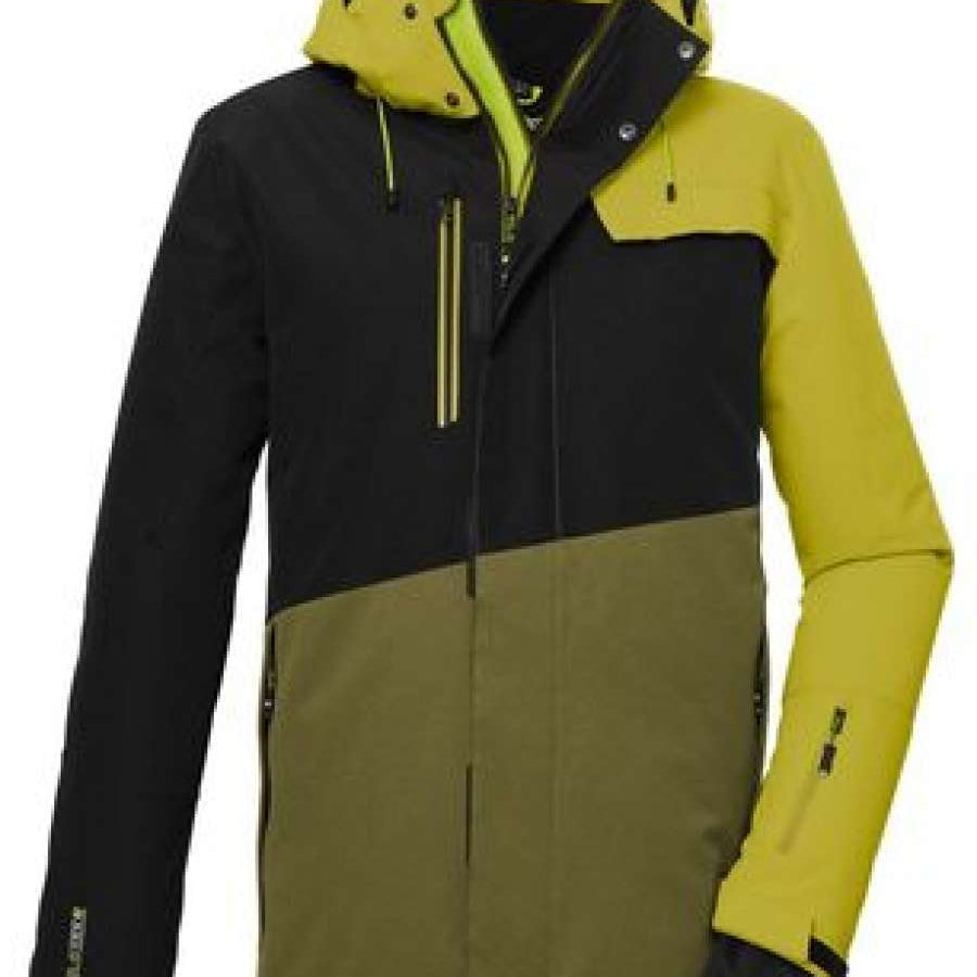 Killtec KSW 77 Insulated Jacket 2024 - A black, olive green and yellow jacket with a hood.