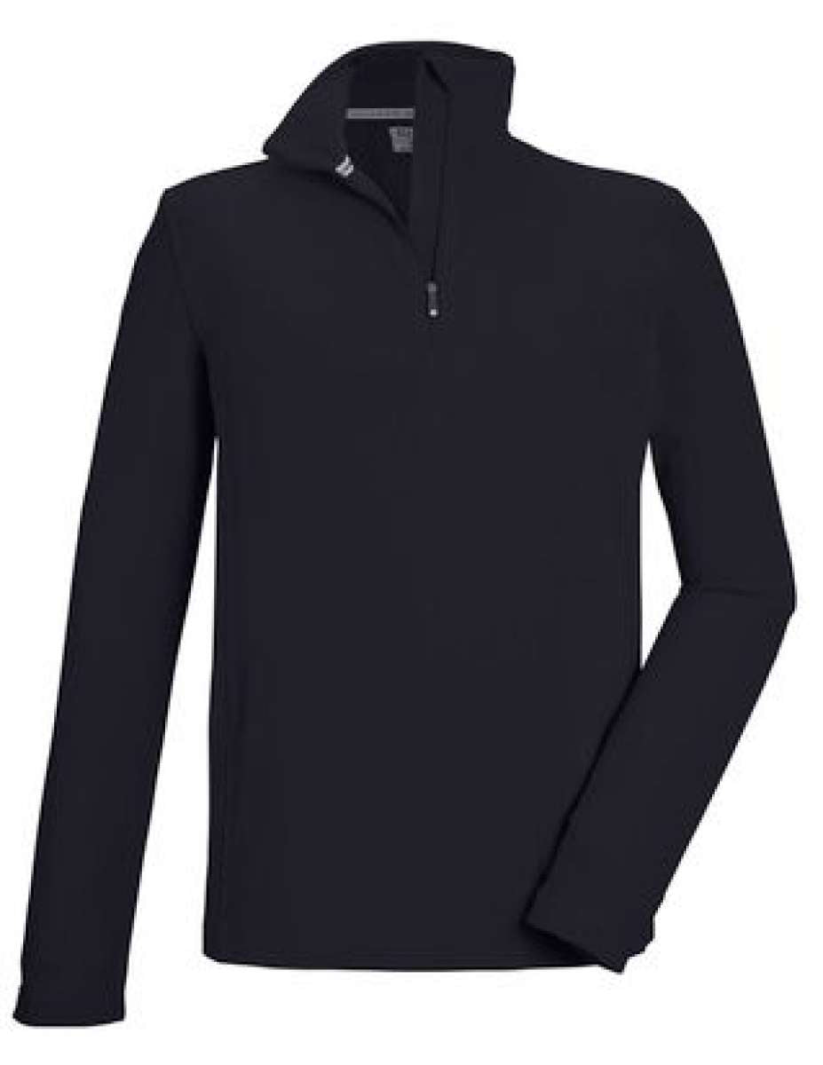 Killtec KSW 99 Fleece Quarter Zip 2024 - A black quarter-zip fleece pullover with a small zipper and two white stripes on the left chest area.