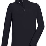 Killtec KSW 99 Fleece Quarter Zip 2024 - A black quarter-zip fleece pullover with a small zipper and two white stripes on the left chest area.