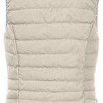 Killtec Ladies Casual Down Look Vest 2022 - A cream-colored vest with horizontal quilting and a high collar, laid flat on a solid background.