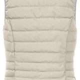 Killtec Ladies Casual Down Look Vest 2022 - A cream-colored vest with horizontal quilting and a high collar, laid flat on a solid background.