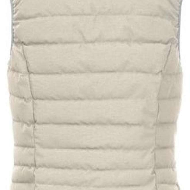 Killtec Ladies Casual Down Look Vest 2022 - A cream-colored vest with horizontal quilting and a high collar, laid flat on a solid background.