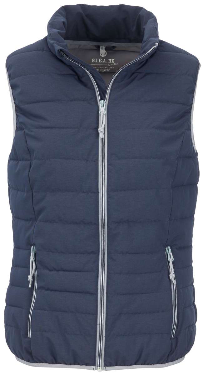 Killtec Ladies Casual Down Look Vest 2022 - A dark-colored vest with a subtle sheen, featuring a zipper closure and two pockets on either side.