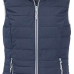 Killtec Ladies Casual Down Look Vest 2022 - A dark-colored vest with a subtle sheen, featuring a zipper closure and two pockets on either side.