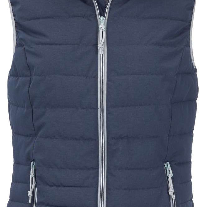 Killtec Ladies Casual Down Look Vest 2022 - A dark-colored vest with a subtle sheen, featuring a zipper closure and two pockets on either side.