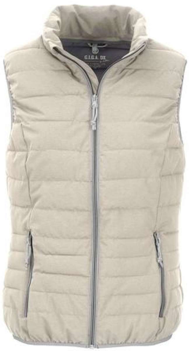 Killtec Ladies Casual Down Look Vest 2022 - A beige down-filled vest with a zip closure and two pockets on either side.
