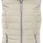 Killtec Ladies Casual Down Look Vest 2022 - A beige down-filled vest with a zip closure and two pockets on either side.
