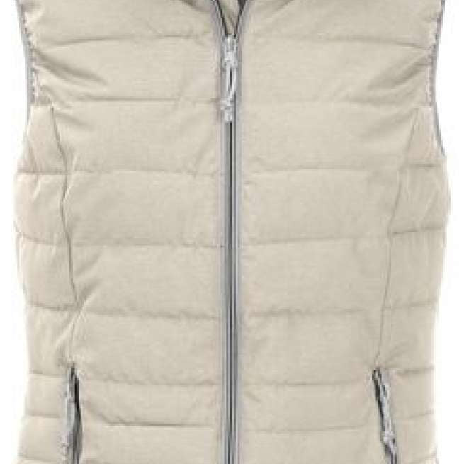 Killtec Ladies Casual Down Look Vest 2022 - A beige down-filled vest with a zip closure and two pockets on either side.