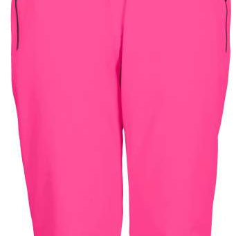 Killtec Ladies Erielle Pant Detch Sus - Solid black pants with a slight sheen, featuring a zippered pocket on the side and adjustable velcro straps at the waist.