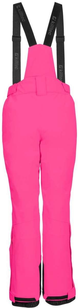 Killtec Ladies Erielle Pant Detch Sus - Solid pink snow pants with black trim and adjustable straps on the back.